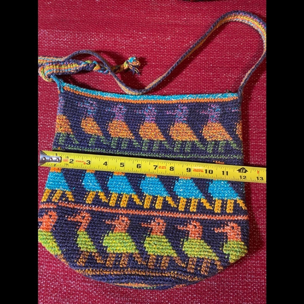 Handmade hobo purse crossbody knitted crochet 12x12 - Picture 8 of 10